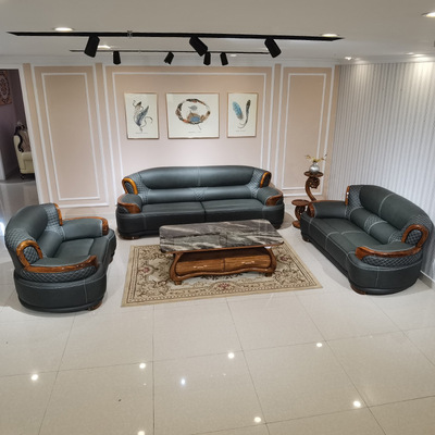 欧式乌金木沙发别墅奢华加厚2.0头层牛皮沙发124U型新款整装沙发