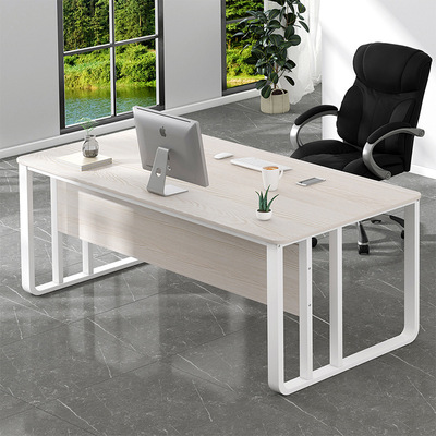 北欧电脑桌带书柜学习桌家用单人办公桌椅组合现代简约实木电脑桌