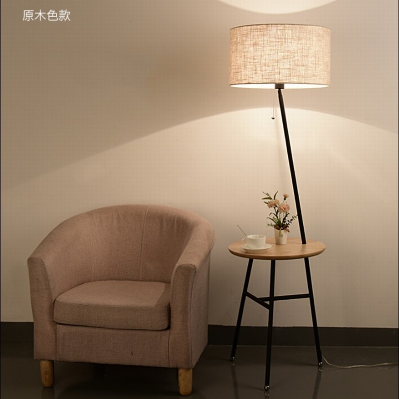 实木质置物客厅落地灯书房立式台灯北欧美式卧室创意简约灯具批发图1
