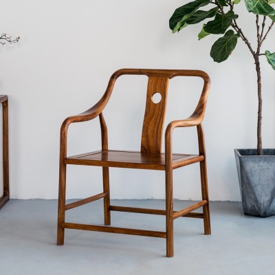 新中式实木椅子胡桃木北欧椅家用客厅简约单人茶椅圈椅茶桌椅书椅图5