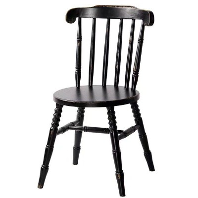 免邮实木椅复古法式咖啡甜品奶茶店靠背椅家用中古美式温莎餐桌椅