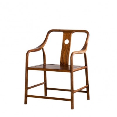 南美胡桃木梳云椅餐椅新中式简约家用休闲椅餐厅实木椅扶手椅茶椅
