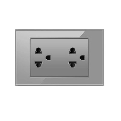 开关插座面板美规灰色钢化玻璃六孔USB+type-c锡磷青 铜美式墙壁插图1