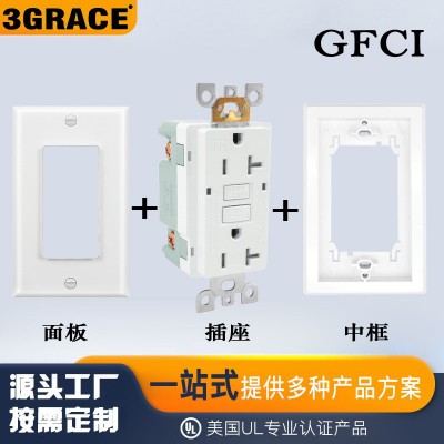 厂家供应美规插座双联GFCI插座带自动检测功能接地故障漏电保护器