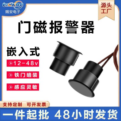 铁门磁磁控开关报警传感应器家用跨境有线防盗嵌入式高分贝门窗