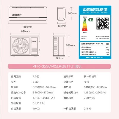 统帅空调1.5匹空调挂机家用新一级能效变频节能自清洁壁挂式空调图1