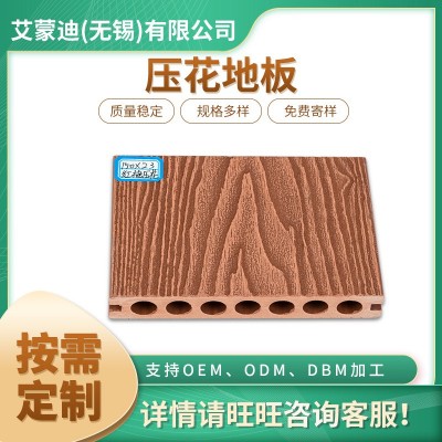 厂家批发在线压花地板148*23红棕 3D压纹地板 塑木材料地板户外