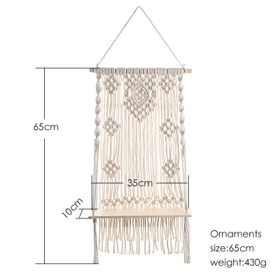 波西米亚风手工编织挂毯墙饰置物架挂件收纳置物板民宿花盆架装饰图5