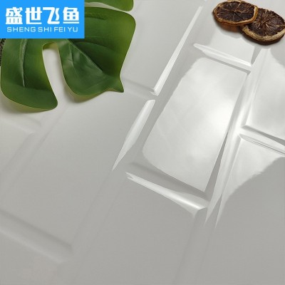 简约北欧白色格子砖300×600凹凸面包砖厨房卫生间瓷砖阳台墙砖