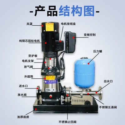 CDLF单泵变频恒压供水设备高扬程工地临时用水立式增压 多级离心泵